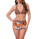 thumbnail image 1 of Conjuntos de bikini de dos piezas con top halter y pantalones cortos para mujer Inspire Chic, estampado de hojas, color bloque, talla X-Large, marrón, 1 of 5