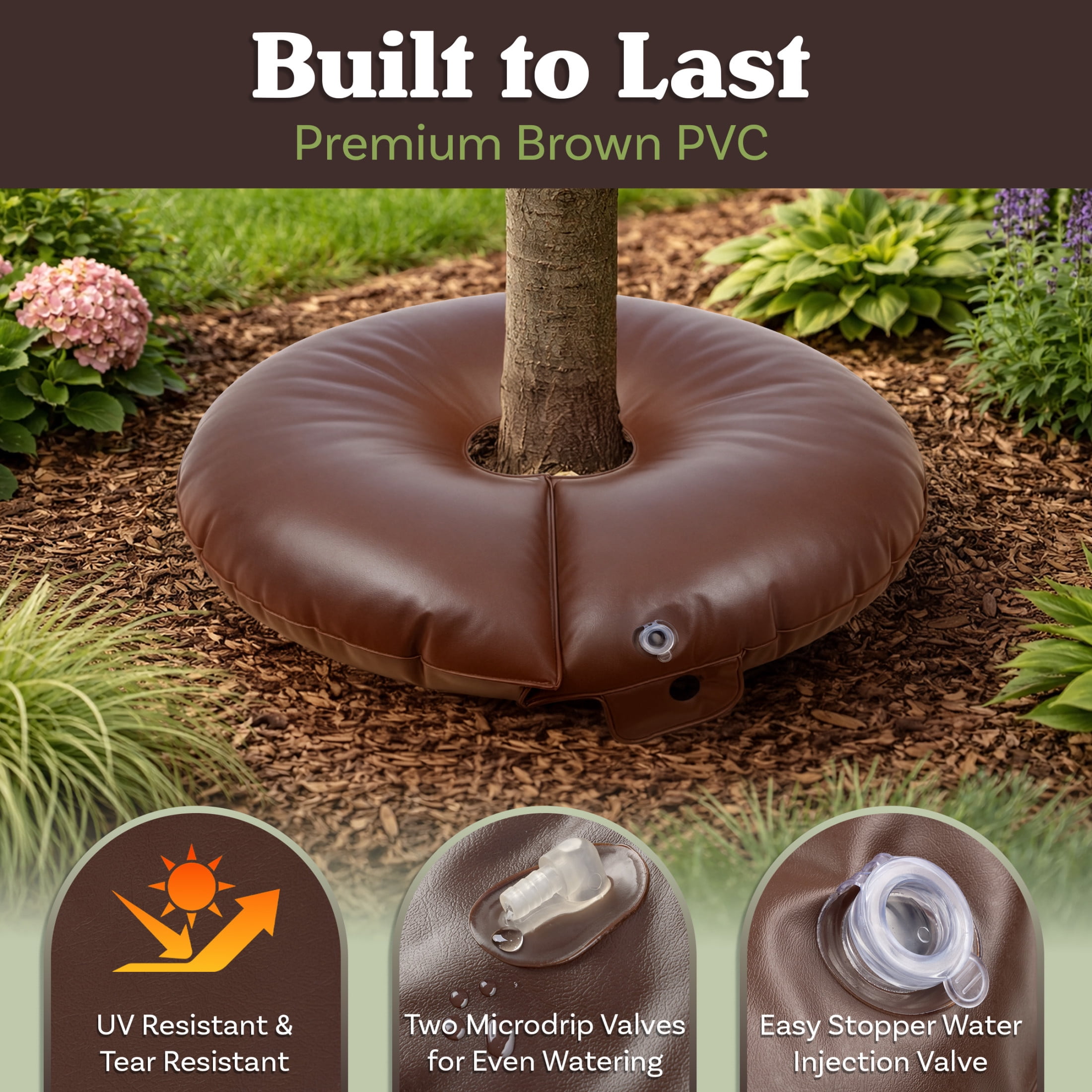 Pure Garden 15 Gallon Tree Watering Ring - Heavy Duty PVC Automatic Drip Irrigation System