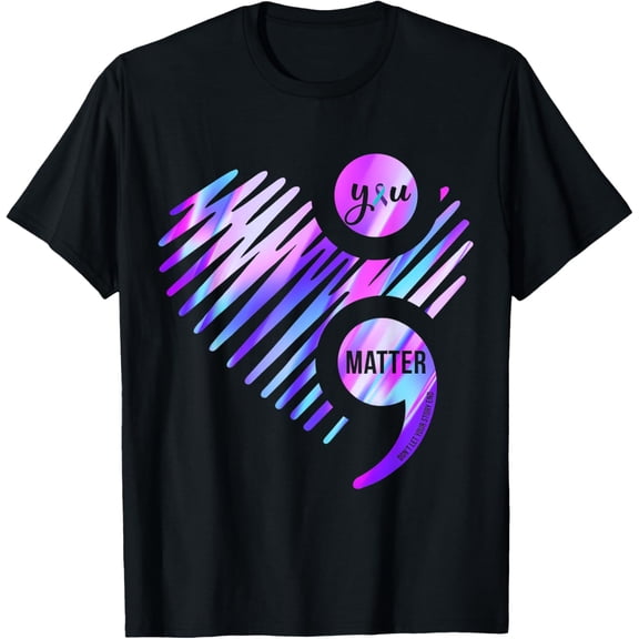 t-shirt You Matter Suicide Prevention Awareness Teal & Purple Ribbon T-Shirt mens,black,women,funny,journey,Crew Neck, Short Sleeve,custom clothing patterns.gift
