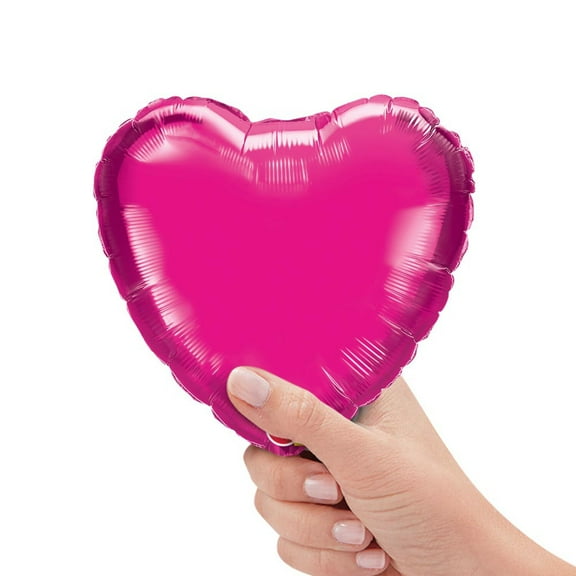 9 inch Heart - Magenta (Air-Fill Only) Foil Mylar Balloon - Party Supplies Decorations