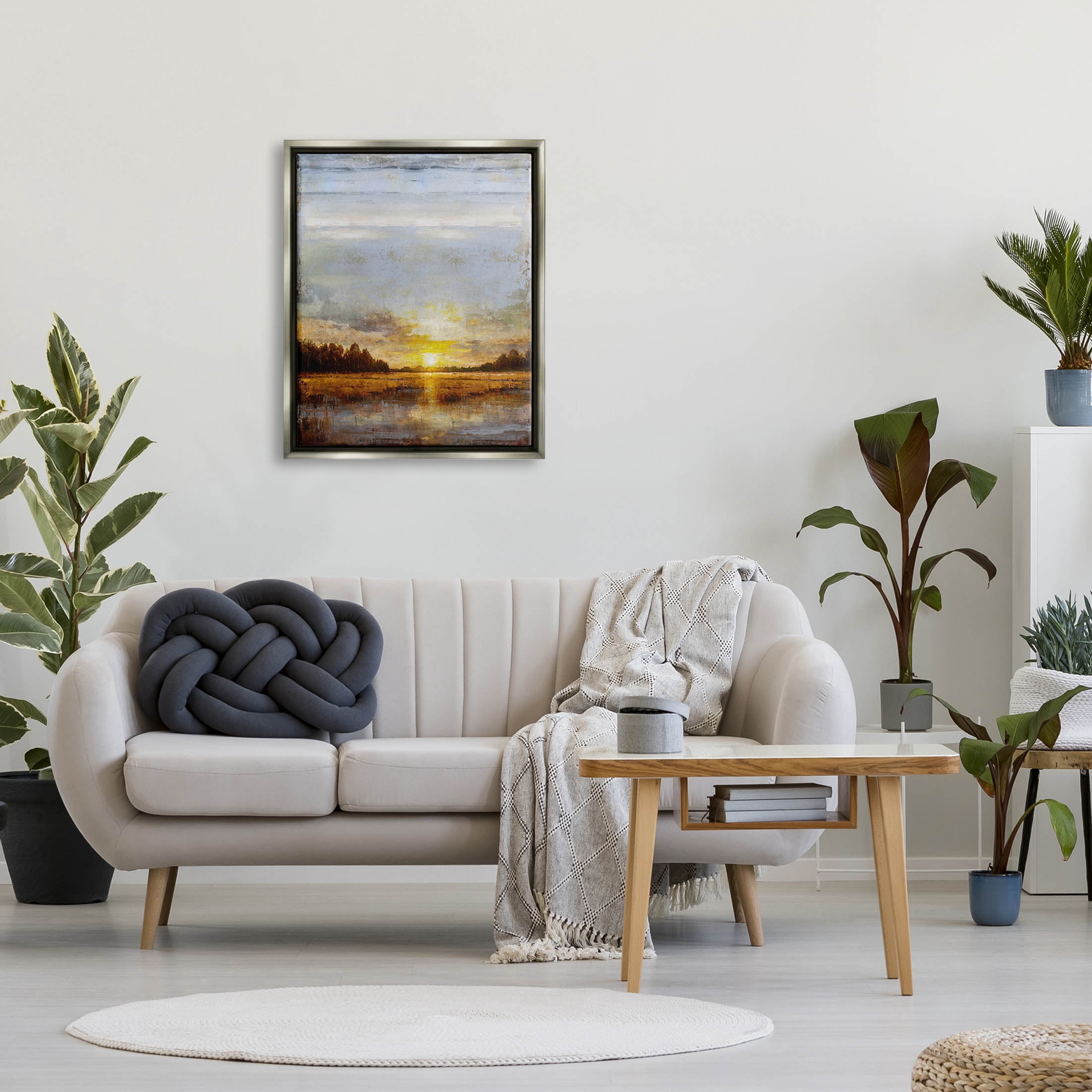 Stupell Industries Weathered Sunset Nature Scenery Graphic Art Luster Gray Floating Framed Canvas Print Wall Art, Design by Eric Turner
