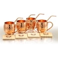thumbnail image 2 of Solid Pure Copper Mugs – Set of 4 - Gift Set - Food Safe – Solid Copper Mug - Pure Copper Cups - 16 oz - Hammered with Bonus: Copper Straws and Coasters Gift Set by COPPER CURE, 2 of 7