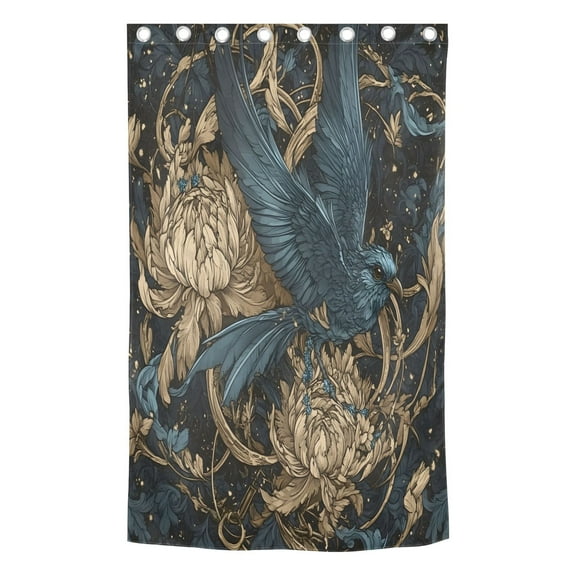 Epiphyllum and Crow Thermal Insulated Blackout Curtain 84x42in Sun Blocking for Bathroom, Bedroom, Living Room