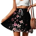 thumbnail image 2 of Miqool Women's Boho Floral Flowy Skater Skirt Casual Elastic High Waisted Ruffle Tiered Flared Mini Skirts Summer Beach Skirt, 2 of 6