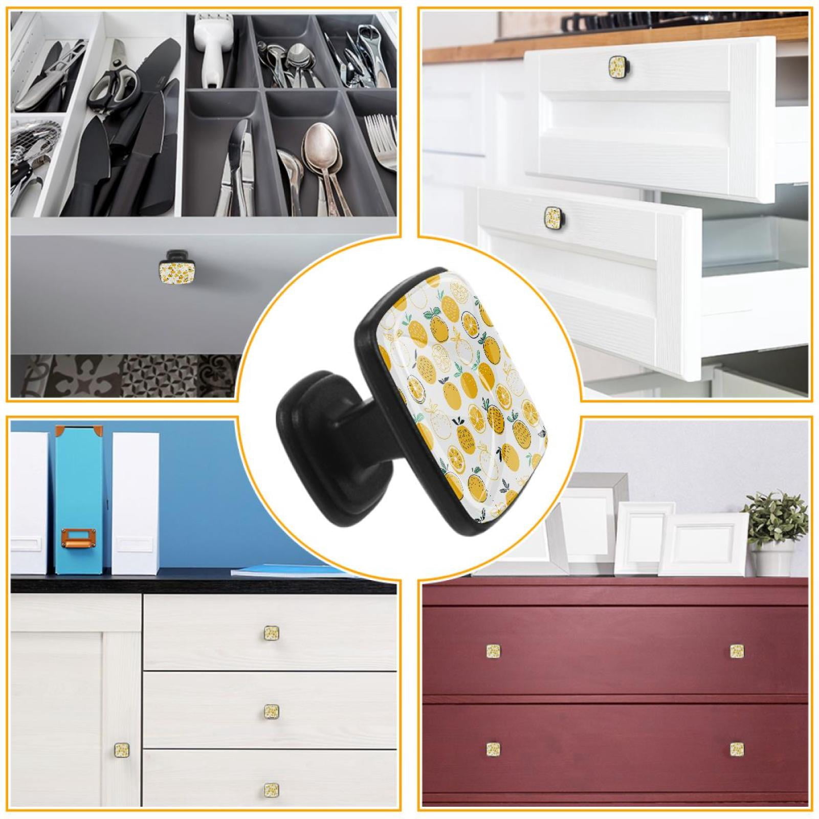 4 Pcs Cabinet Handle Drawer Pulls Lemon Knobs with Screws Square Furniture Office Cabinet Knob Decoration