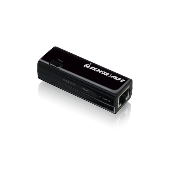 IOGEAR Universal Ethernet to Wi-Fi N Adapter - Speeds of up to 300Mbps on 2.4GHz - Push-button Wi-Fi Protected Setup (WPS) - Supports WEP, WPA, WPA2,