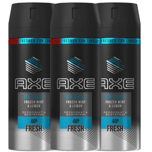 3 Pack Axe Ice Chill for Men Deodorant Body Spray, 150ml (5.07 oz