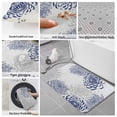thumbnail image 6 of Blue White Bath Mat 3 Piece Bathroom Rug Set, Abstract Grey Chrysanthemum Flower Floral Non Slip Bath Rug Contour Mat and Toilet Lid Cover, Absorbent Shower Mats Soft Bath Rugs and Mats Sets, 6 of 8