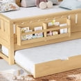 thumbnail image 5 of Bellemave Queen Bed with Trundle and Small Stairs, Queen Size Platform Bed Frame with Rail and Bookshelf, Wooden Montessori Floor Bed No Box Spring Needed,Light Natural, 5 of 9