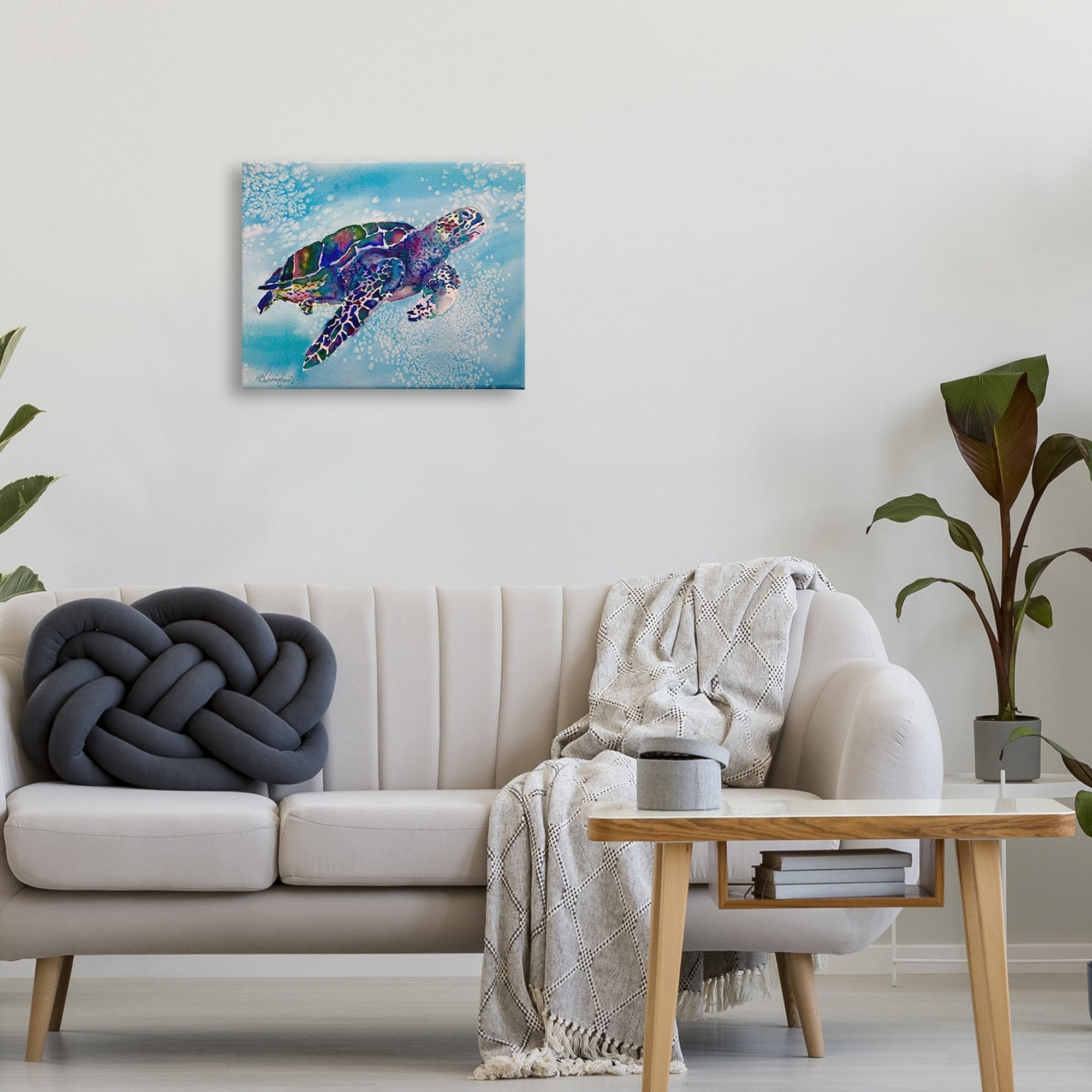 Stupell Industries Beautiful Sea Turtle Swimming Stippled Water Splashing, 20 x 16, Design by MB Cunningham