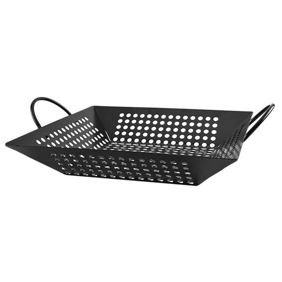 Carbon Steel Square Barbecue Grill Basket Vegetables Meats Grilling BBQ Basket with Handles