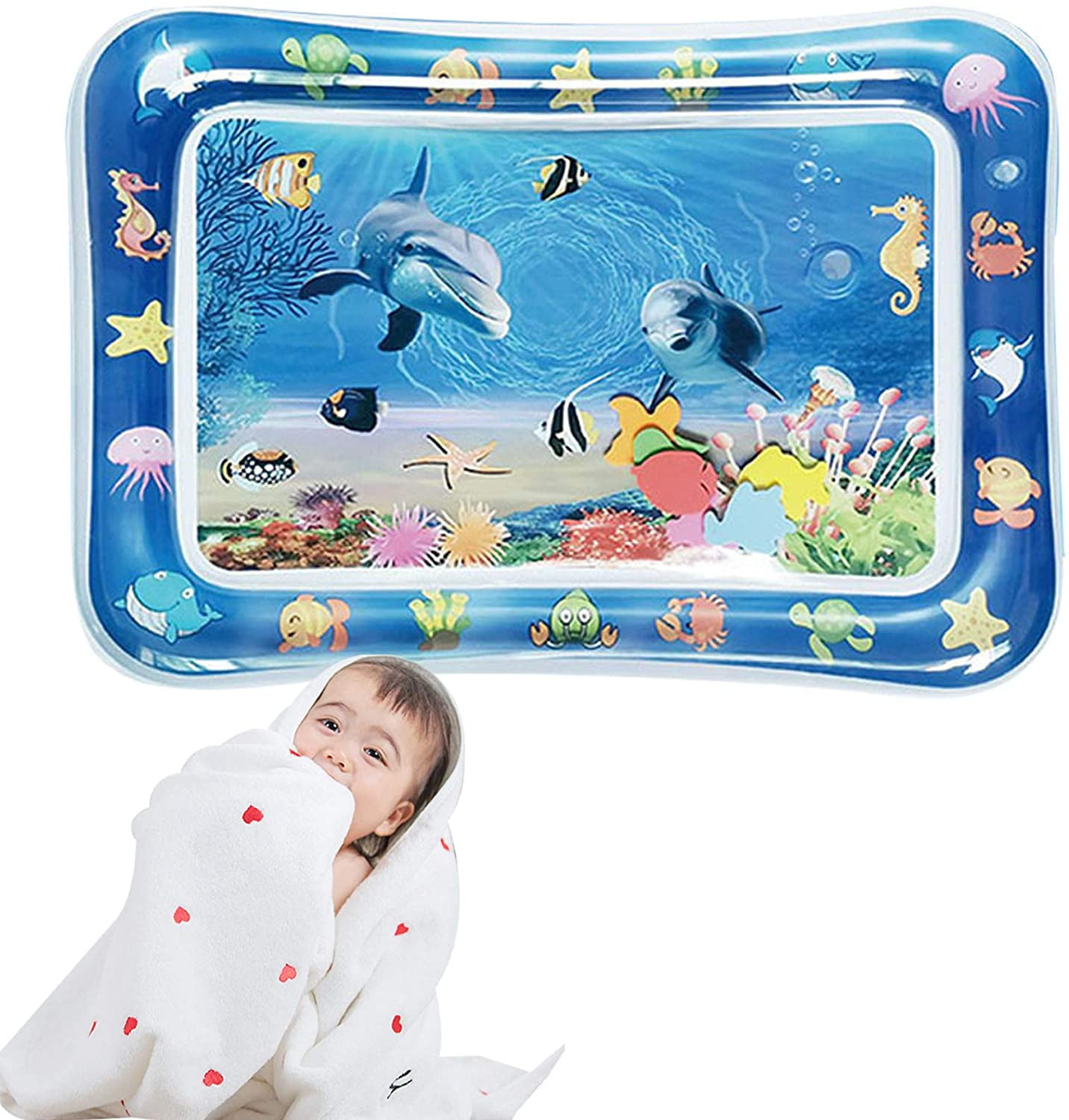 Baby Tummy Time Water Play Mat for Infants & Toddlers Inflatable Water Mat Perfect Fun Time Play Activity Center for Stimulation Growth