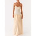 thumbnail image 3 of Light Yellow Spaghetti Strap Smocked Tiered Maxi Sundress Flowy Vacation Beach Dress, 3 of 6