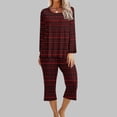 thumbnail image 1 of Puntoco Conjunto de pijama capris de manga larga con cuello redondo y estampado de dos piezas para mujer Puntoco Puntoco-8111, 1 of 5