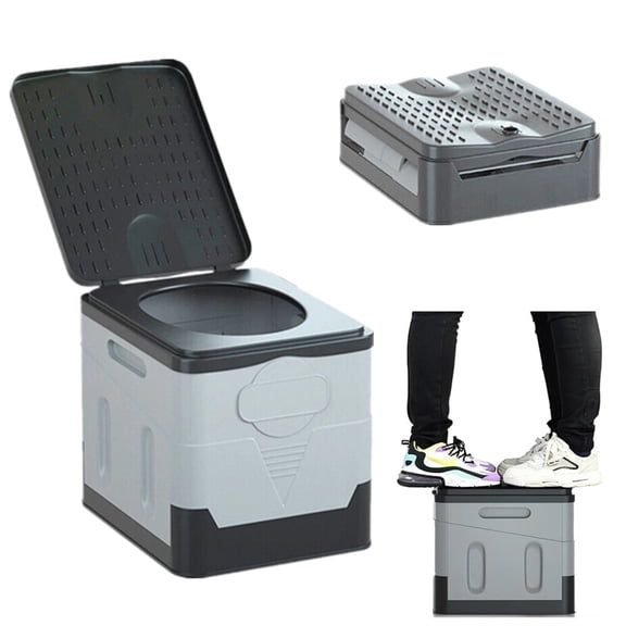 Foldable Portable Camping Toilet, Compact Travel Toilet, Lightweight Outdoor Toilet for Car, Hiking, Beach and Camping (Gray)