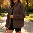 thumbnail image 5 of OGLCCG Fleece Jacket Womens Stand Collar Snap Front Sweatshirt Cardigan with Pockets Long Sleeve Soft Sherpa Coat,Size S-3XL, 5 of 7