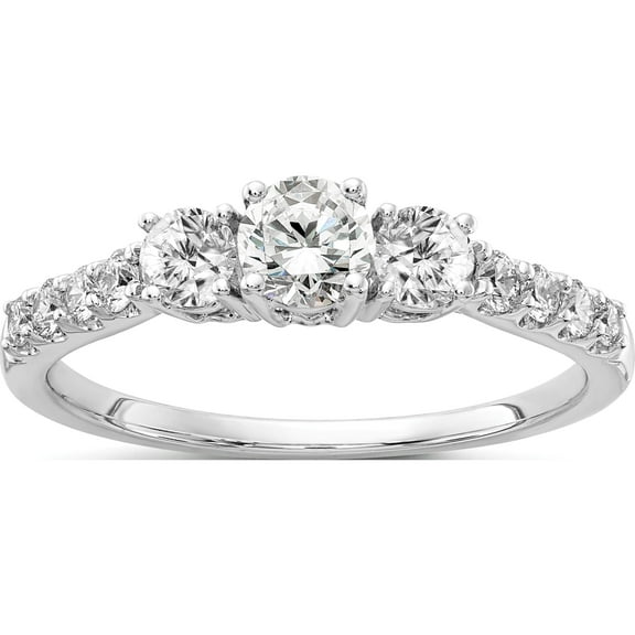 14K White Gold Lab Grown Diamond Si1/Si2, G H I, 3-Stone Semi-Mount Eng Ri (Size 8) Made In India rm4228e-075-8wlg