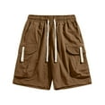 thumbnail image 2 of Shorts Men Fashion Sports Multi-Pockets Casual Summer Solid Elastic Waistband Short Pants Casual Shorts Men Khaki XL, 2 of 4