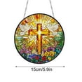 thumbnail image 3 of Flower Suncatcher Faux Stained Glass Window Hanging - Christ Wall Art with Bible Verse, Religious Home Decor Gift for Holidays & Special Occasions, 3 of 6