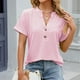 thumbnail image 4 of Blusa Superior Fiudx de Camiseta con Botones y Cuello En V de Manga Corta Sólida para Mujer, 4 of 6