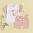 thumbnail image 2 of Bagilaanoe 2pcs Toddler Baby Girl Boy Shorts Set Short Sleeve Letter Print T Shirt Tops + Shorts 3M 6M 12M 18M 24M 3T Kids Casual Summer Clothes, 2 of 8