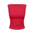 thumbnail image 6 of LEKWK Tank Tops for Women Boat Neck Ruched Slim Fit Cute Shirt Sleeveless Solid Casual Basic Going Out Tops Summer Vacation Fashion Outfit Clothes, 6 of 6