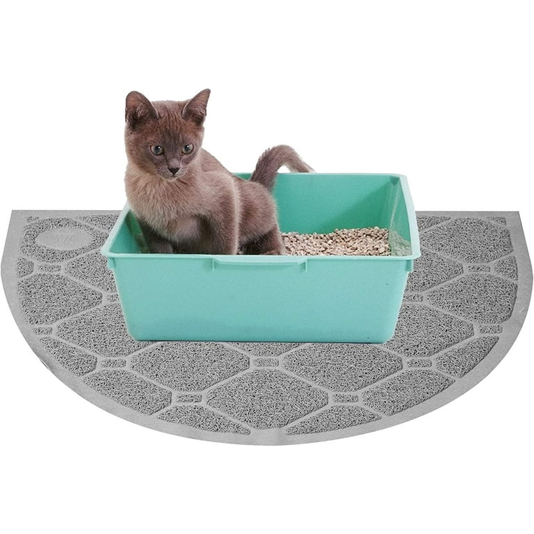 Mind Reader Kitty Litter Mat, Stops Litter Tracking, Litter Trapping Mat,  Waterproof, Easy Clean, Semi Corner, Grey 