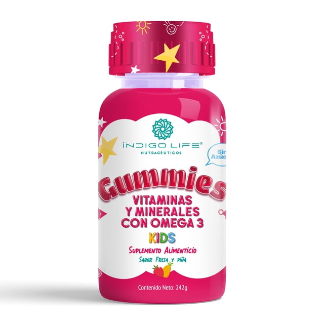 Indigo Life Gummies Kids Vitaminas y Minerales con Omega 3 Sabor Fresa y Piña 242 gr INDIGO LIFE NUTRACEUTICOS INDIGO LIFE NUTRACEUTICOS