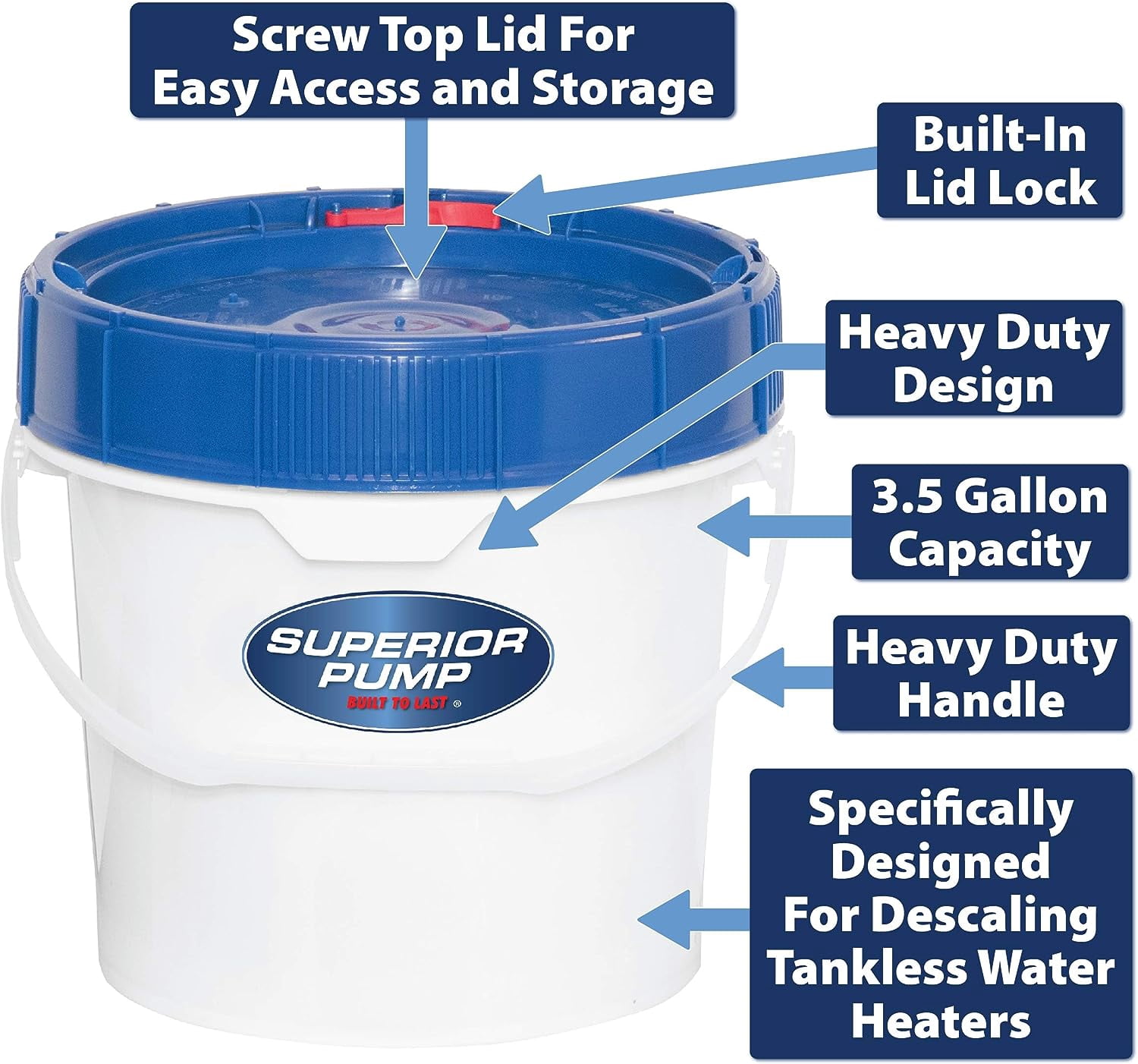 Superior Pump 91660 Tankless Water Heater Descaler Water Utility Sump Pump Kit, White