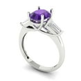 thumbnail image 2 of Clara Pucci 14K White Gold 2.5ct Amethyst Three-Stone Ring for Women, 2 of 7
