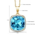 thumbnail image 5 of Gem Stone King 10K Yellow Gold Swiss Blue Topaz and White Created Sapphire Pendant Necklace for Women (8.54 Cttw, Gemstone November Birthstone, Cushion Cut 12MM, with 18 inch Chain), 5 of 5