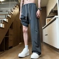 thumbnail image 4 of SAWOBUUN Men's Casual Wide Leg Pants Drawstring Elastic Waist Loose Fit Athletic Trousers for Travel Sports, 4 of 8