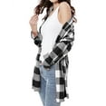 thumbnail image 5 of BUIgtTklOP Women's Flannel Plaid Shacket Long Sleeve Button Down Chest Pocketed Shirts Jacket Coats, 5 of 6