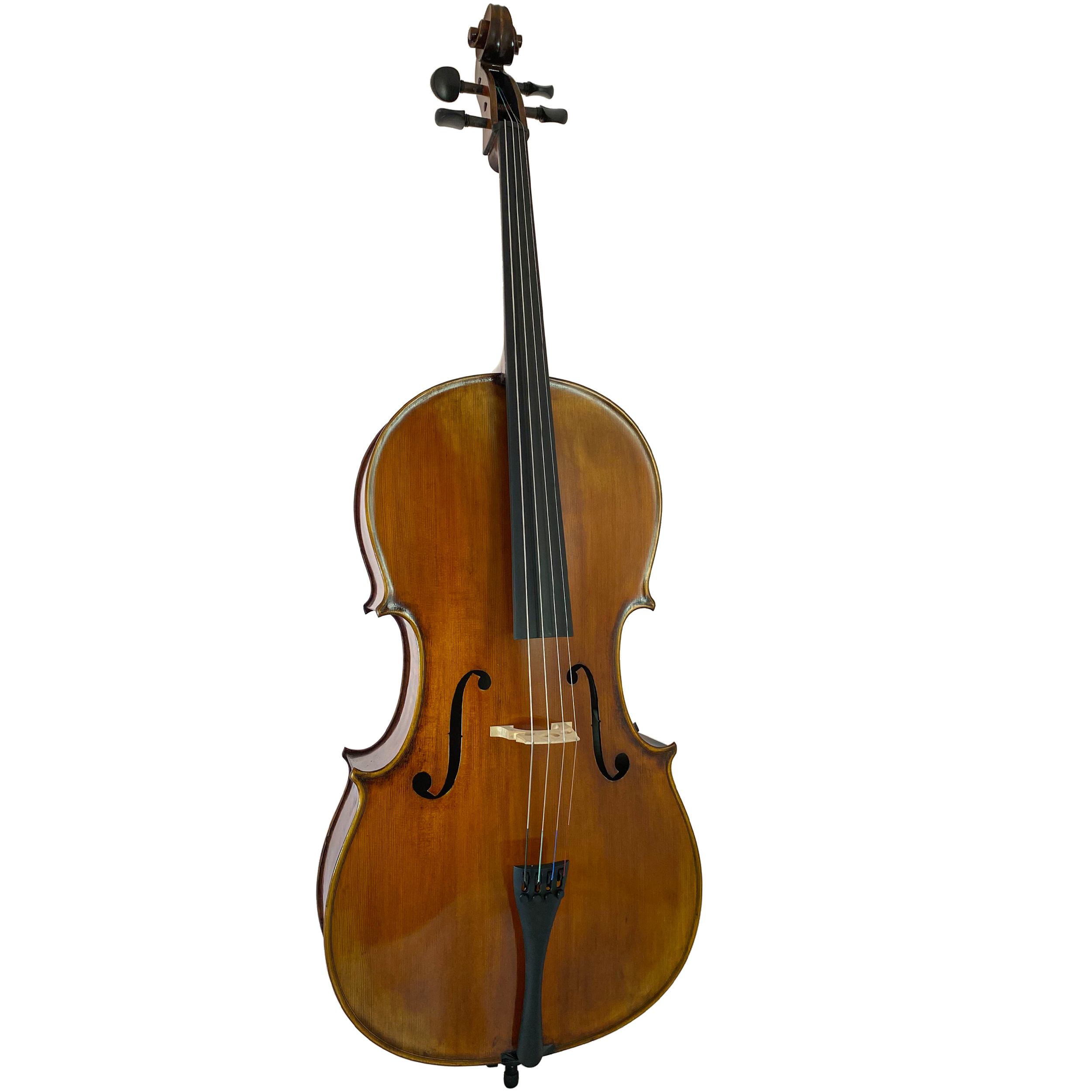 D’Luca Flamed Cello Outfit With Ebony fittings And Antique Finish, 1/2 Size