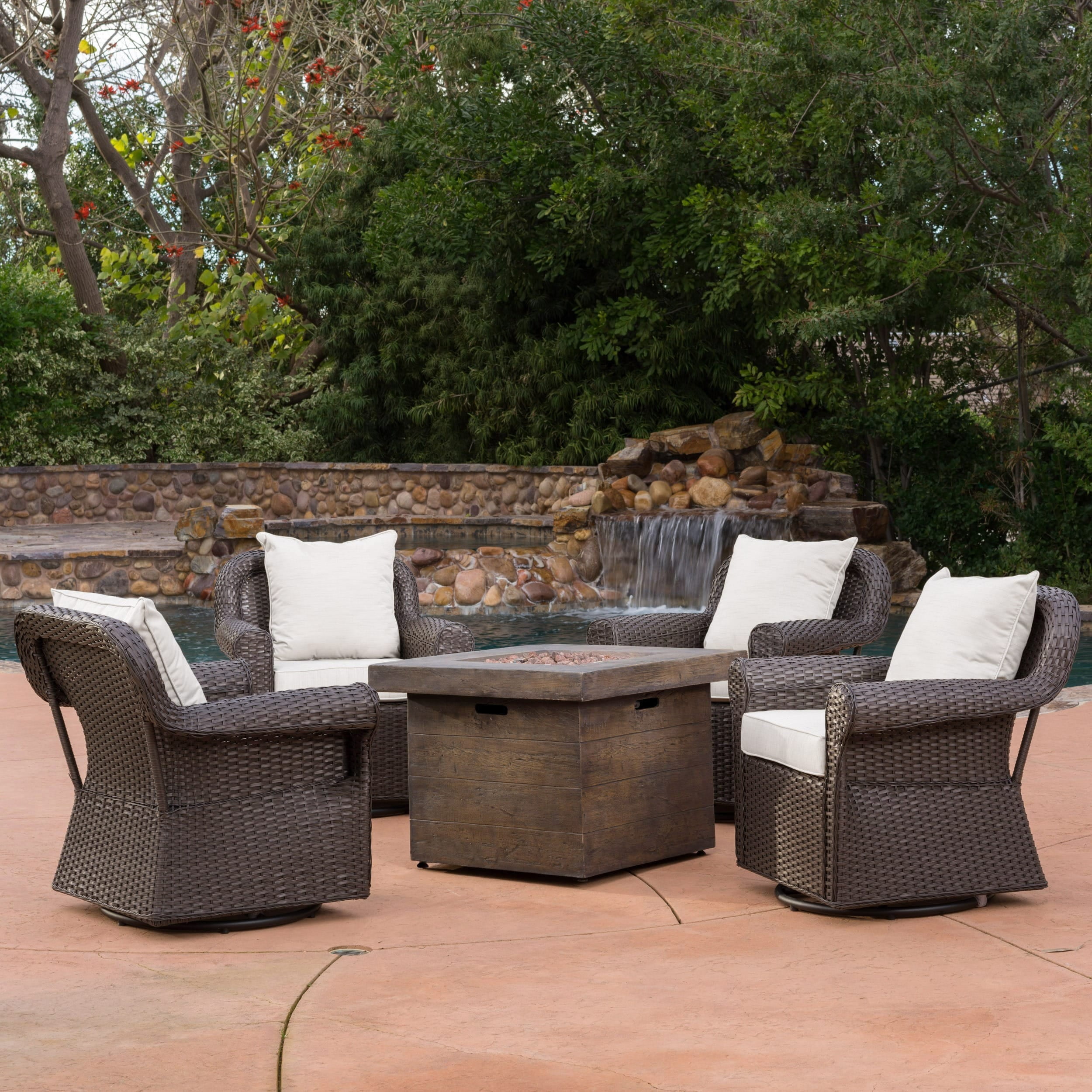 Christopher Knight Home Arlington Outdoor 5 Piece Gas Firepit