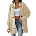 thumbnail image 2 of Sevevn Women's Winter Loose Solid Sweater Long Sleeve Cardigan Top Coat Gift for Girls, 2 of 6