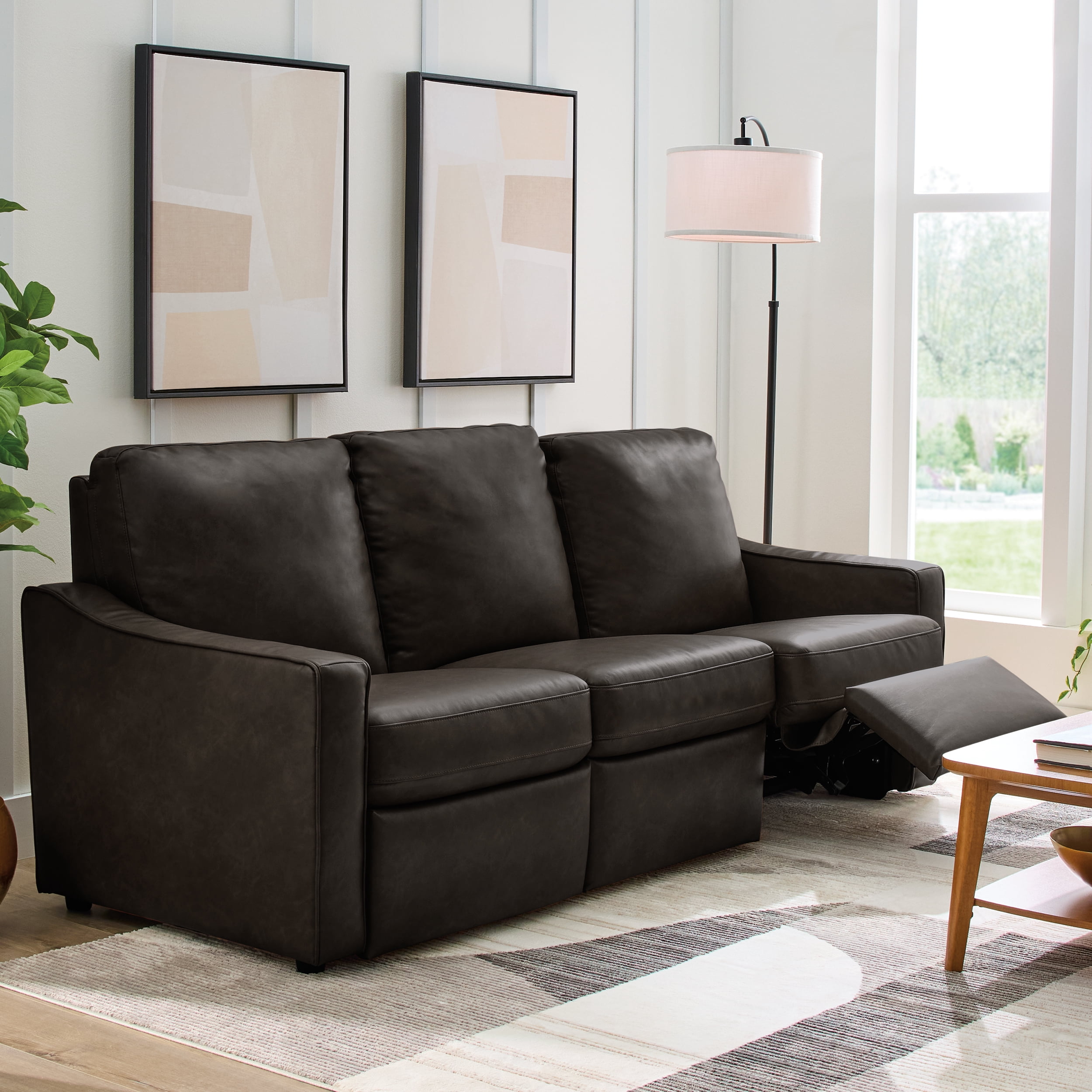 Better Homes & Gardens Allen 77" Powered Reclining Sofa, Dark Espresso Faux Leather