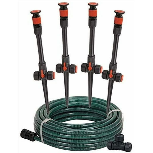 Eden 97063 Multi-Adjustable Flex Design Above Ground Irrigation Garden Sprinkler System, Sprinkler & Hose, DIY Plant Watering Set