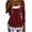 Burgundy, variant on IROINNID Ladies Long Sleeve T Shirts Winter Round Neck Pocket Tops Printed Regular Blouse,Blue