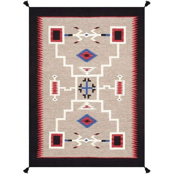 Pasargad Home Tuscany Collection Reversible Wool Mocha Area Rug- 5' 0'' X 6'11''