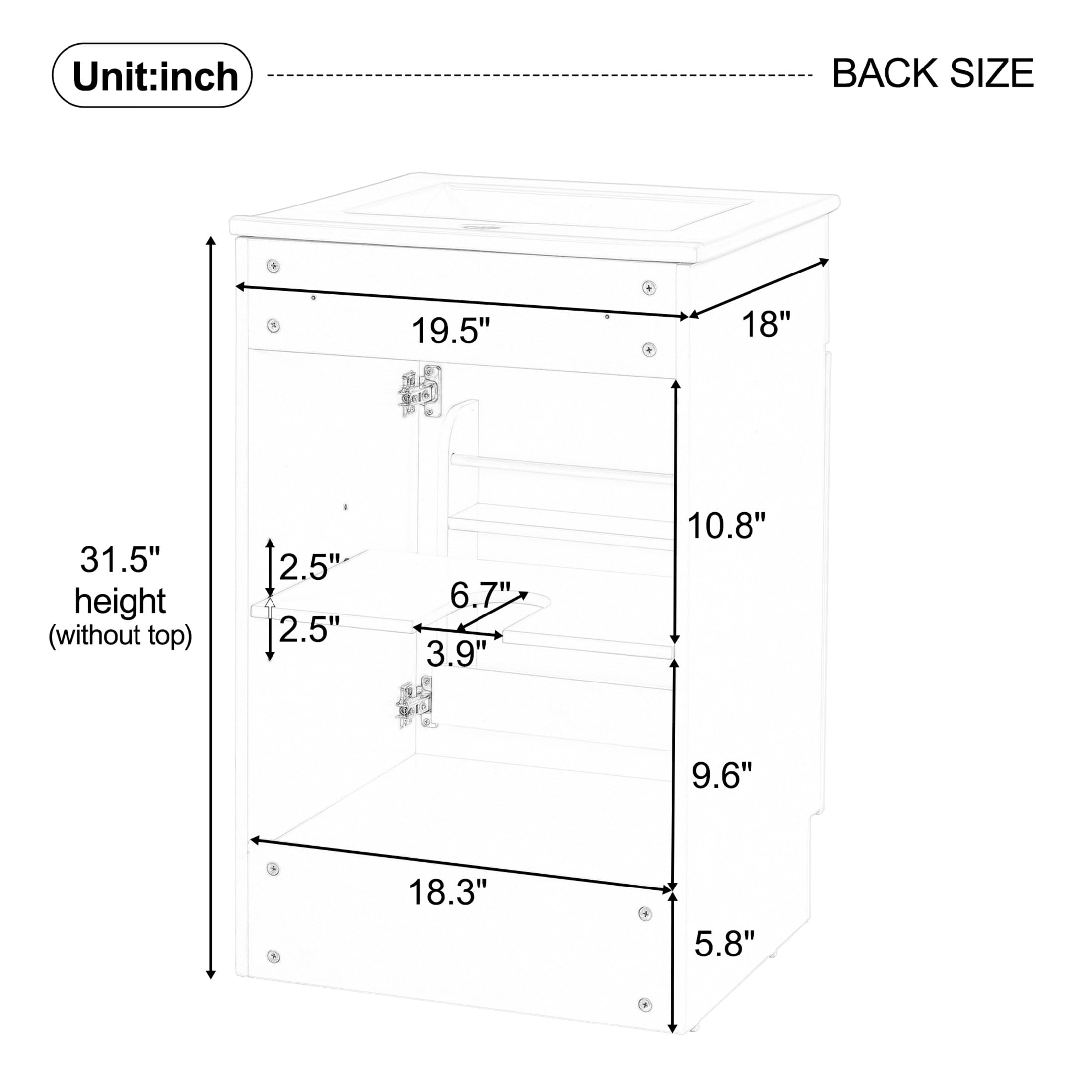 Vale Modern 20" Bathroom Vanity Cabinet with Ceramic Sink, Soft Closing Door, Adjustable Shelf, Green