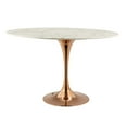 thumbnail image 1 of Modern Deco Contemporary Urban Design Kitchen Dining Room Dining Table, Metal Steel Artificial Marble, White Rose Gold, 1 of 4