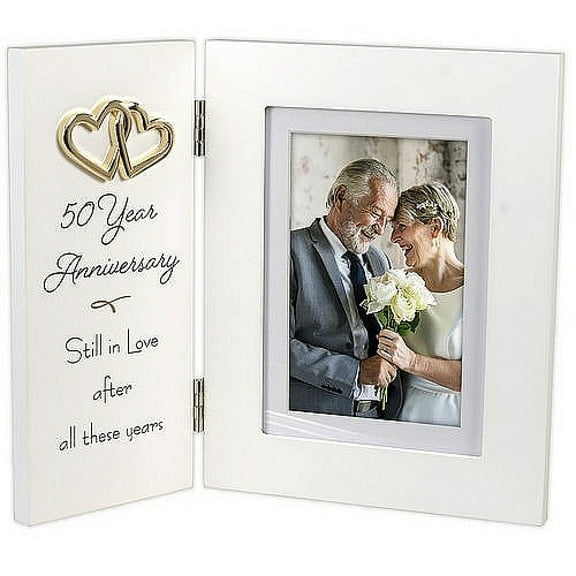 50th Anniversary matted 5x7 4x6 Hinged Keepsake frame - 4x6