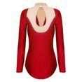 thumbnail image 4 of Alvivi Gymnastics Leotard For Women Rhinestone Ballet Dance Long Sleeve Bodysuit Acrobatics Uniform Red L, 4 of 7