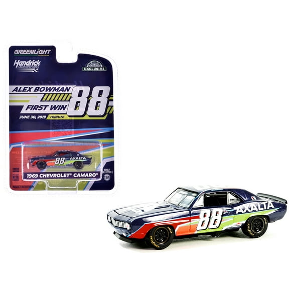 1969 Chevrolet Camaro #88 "Alex Bowman - Hendrick Motorsports First Win Tribute" Dark Blue with Graphics "Hobby Exclusive" Series 1/64 Diecast Model Car by Greenlight