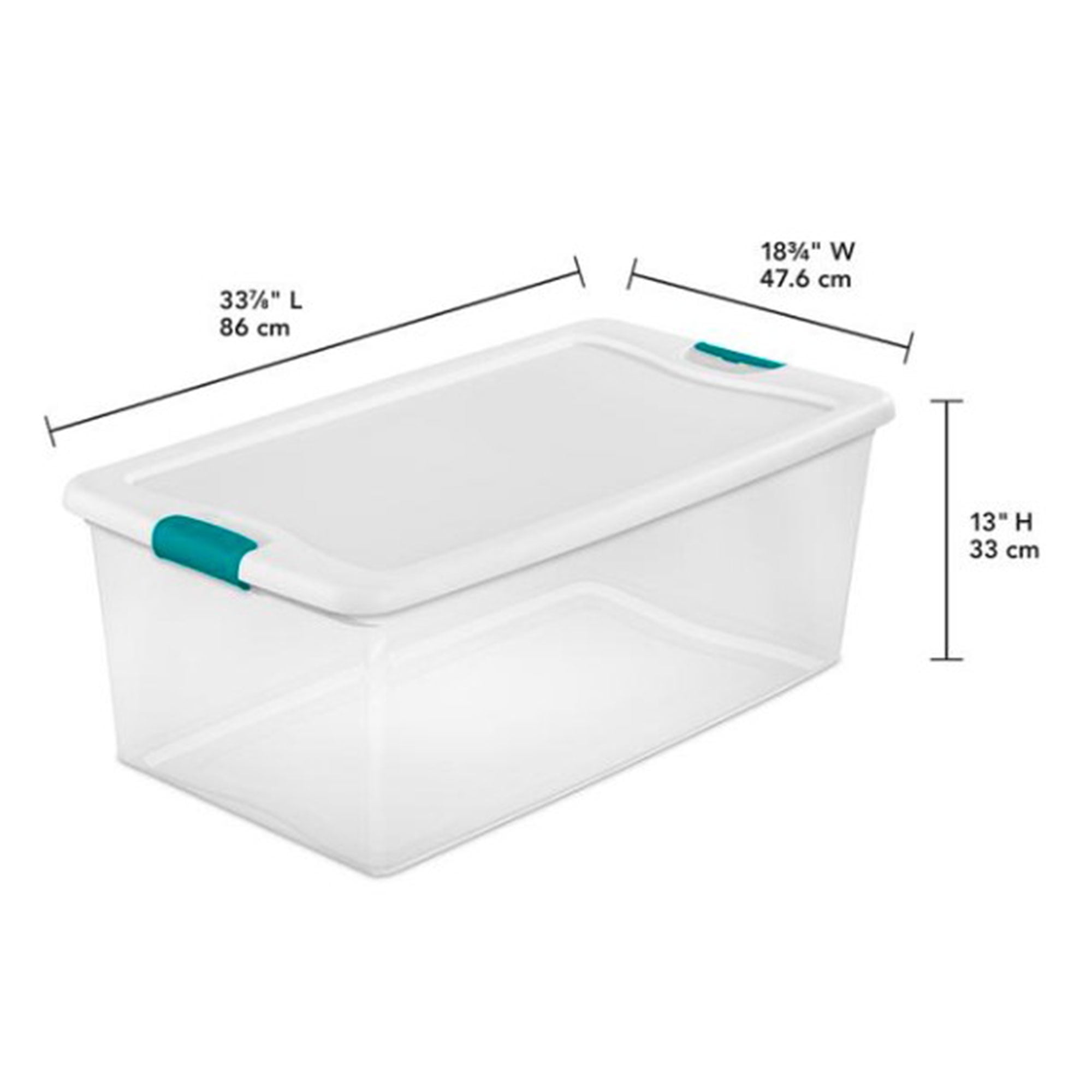 Sterilite 106 Quart Clear Plastic Storage Bin with White Latch Lid, 36 Pack