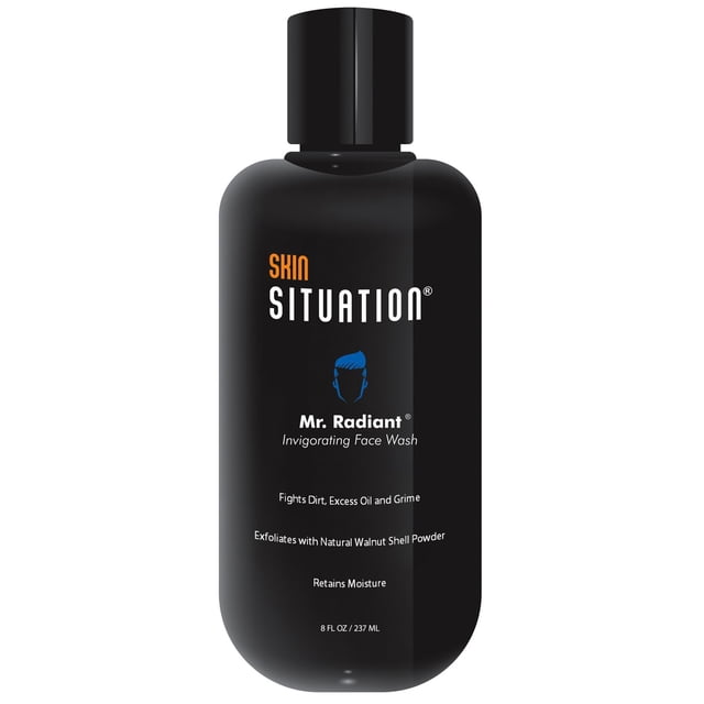 Mr. Radiant Men Limpiador facial diario, un limpiador facial hidratante desintoxicante que elimina la suciedad y el aceite, exfolia, destapa los poros y combate el acné, hidrata el cuidado de la piel,