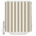 thumbnail image 2 of Beige Striped Bathroom Curtain 72 Inch Shower Curtain with Hooks, Modern Farmhouse Beige White Stripes Waterproof Polyester Bath Curtain Washable Bathtub Curtain 48''x 72'', 2 of 6