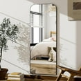 thumbnail image 6 of 57"x20" Full Length Mirror Full Body Mirror Top Rounded Corner Aluminum Frame Hanging or Leaning Wall Floor Mirror with Stand for Living Room Bedroom Cloakroom,Black, 6 of 8