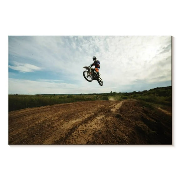 Elephant Stock Motocross Jump Wall Art - Horizontal Canvas Wall Art - Living Room Wall Decor - Sports Canvas - Blue And Brown Decor - 12" x 8"